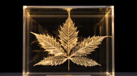 glass gold cannabis leafの素材