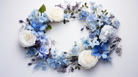 delicate blue and white flower frameの素材