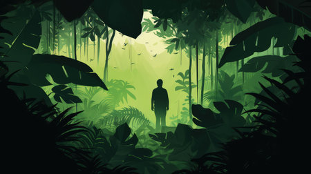 silhouette g with leafの素材