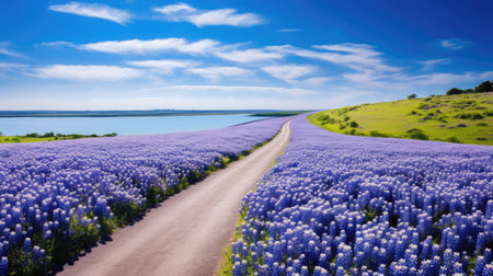 landscape bluebonnet roadの素材