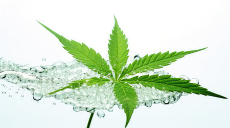 droplets cannabis isolated on whiteの素材