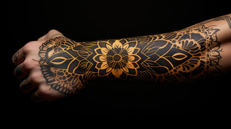 mandala gold leather backgroundの素材