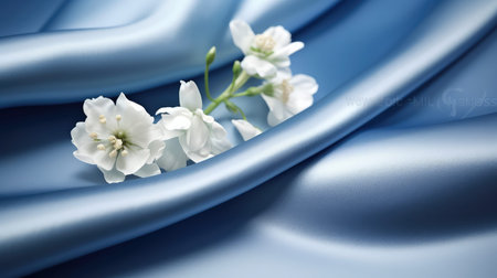floral blue silk backgroundの素材