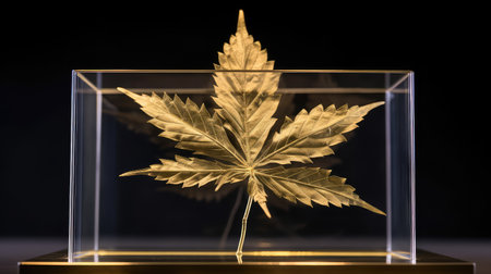 stunning gold cannabis leafの素材