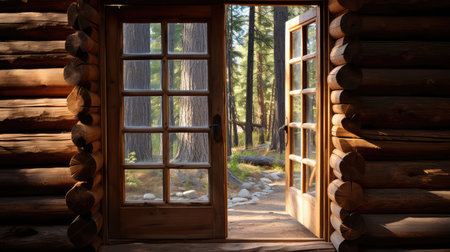 natural log cabin doorの素材