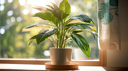 glossy plant with leavesの素材