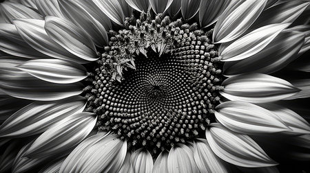 drawing sunflower black and white line artの素材