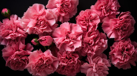 carnations pink flowers black backgroundの素材