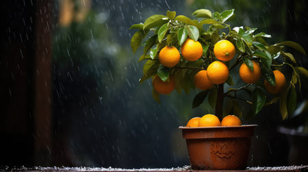 leaves potted orange treeの素材