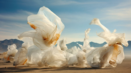 litter plastic bags pileの素材