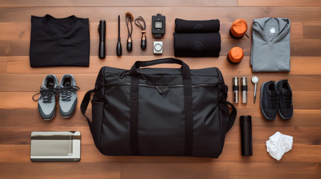 fitness gym bag flat layの素材