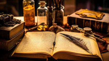 vintage old open bookの素材