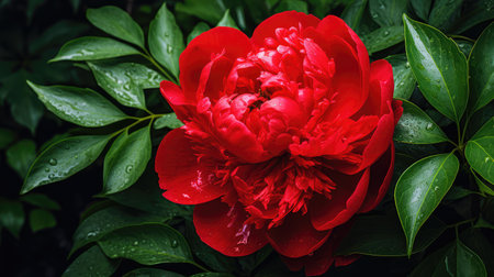 nature red peonyの素材
