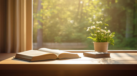 modern open book on deskの素材