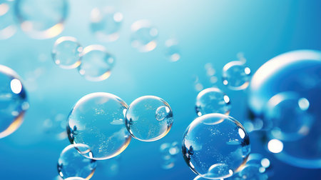 shimmering blue bubbles backgroundの素材