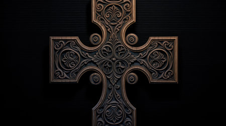 details wooden cross on blackの素材