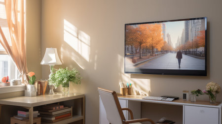 mounted tv on office wallの素材