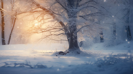 snow winter tree sceneの素材