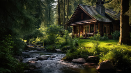 forest wooden buildingの素材