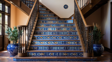 staircase blue tilesの素材