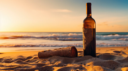 ocean wine bottle on sideの素材