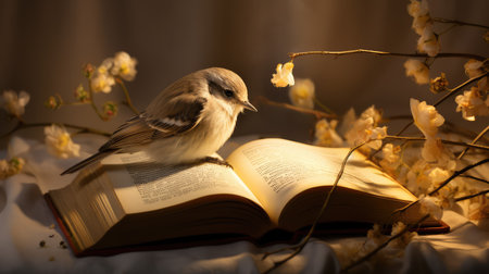 peaceful book birdの素材