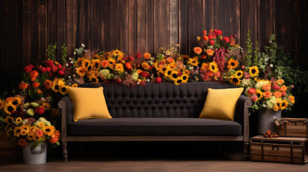 wooden black couchの素材