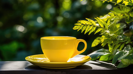 garden yellow coffee cupの素材