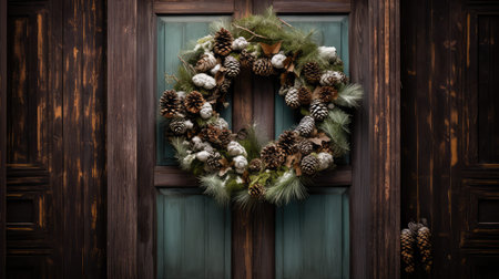 welcoming winter wreath greenの素材