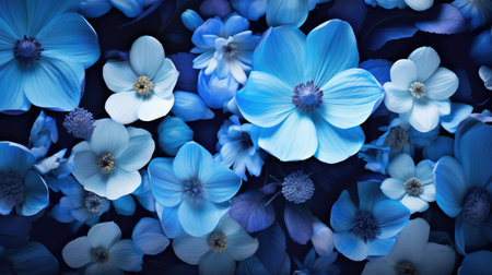 intense blue floral backgroundの素材