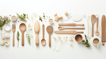 kitchen white wood flat layの素材