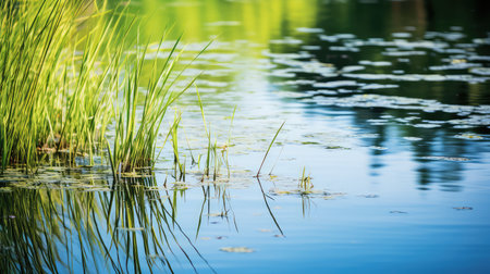 reflection water grass backgroundの素材