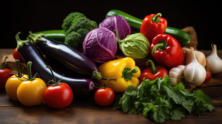 colorful vegetable wood backgroundの素材