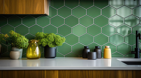 kitchen hexagon greenの素材