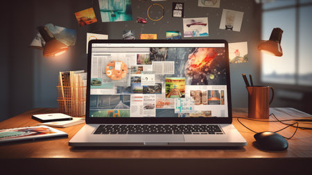 multitasking computer screen deskの素材