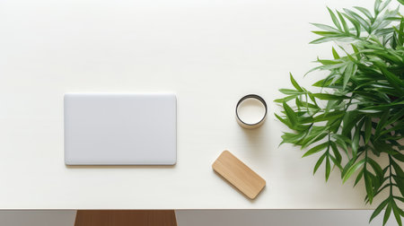 workspace business table from aboveの素材