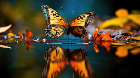 reflection butterfly waterの素材