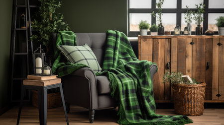 blanket green buffalo plaidの素材