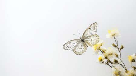 solitary butterfly white backgroundの素材