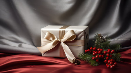 silver christmas gift backgroundの素材