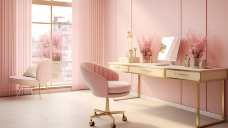 desk gold and pink backgroundの素材