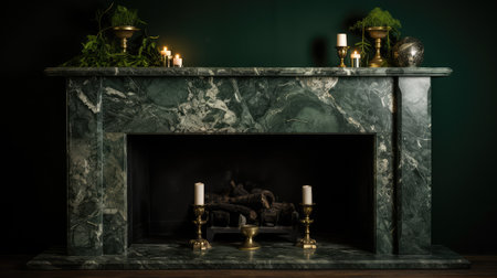 fireplace dark green marbleの素材