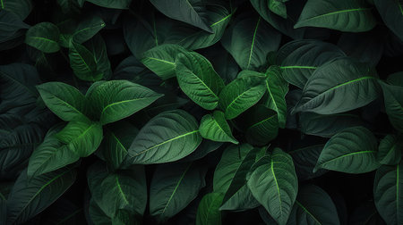 leaves dark green texture backgroundの素材