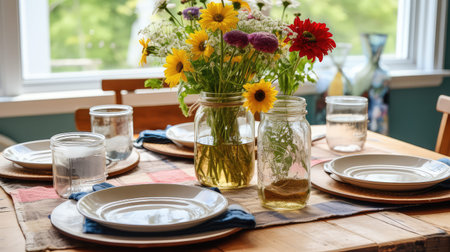 mason dinner table setの素材