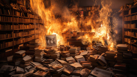 shelf fire bookの素材