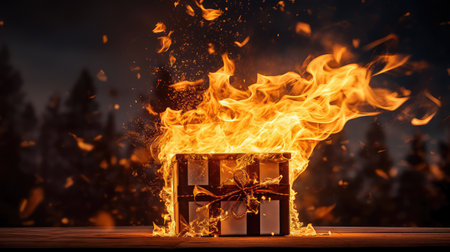 flames gift on fireの素材