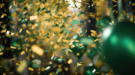 celebration green and gold confettiの素材