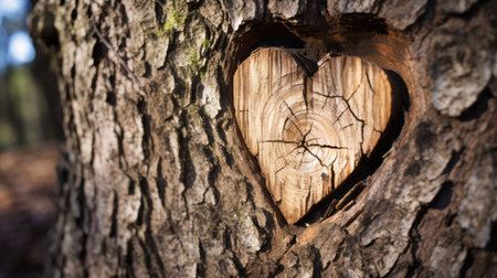 heweathered heart carved in treeの素材