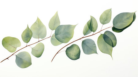 detailed eucalyptus leaves water colorの素材