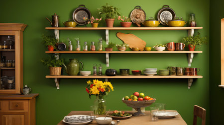 dishes green painted wallの素材